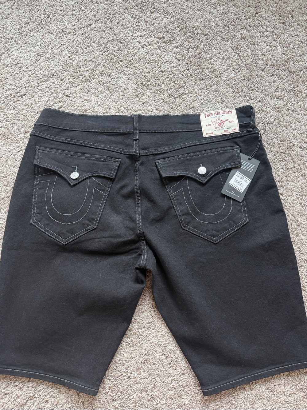 True Religion Men's Ricky Black Denim Jean Flap Pocket Shorts Size 40 NWT - Picture 4 of 5